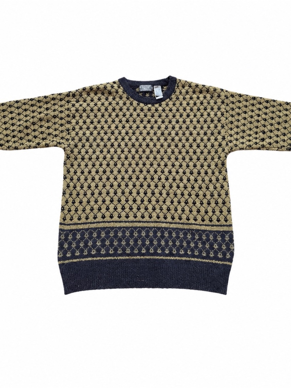 Vintage Early 90s Crazy Horse Claiborne Geometric Cotton Crewneck Sweater M